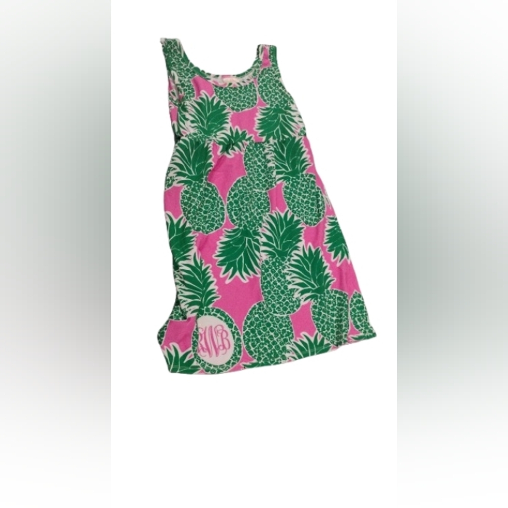 Lolly Wolly Doodle Pineapple Print Sleeveless Scoop Neck Tank Dress Sz S